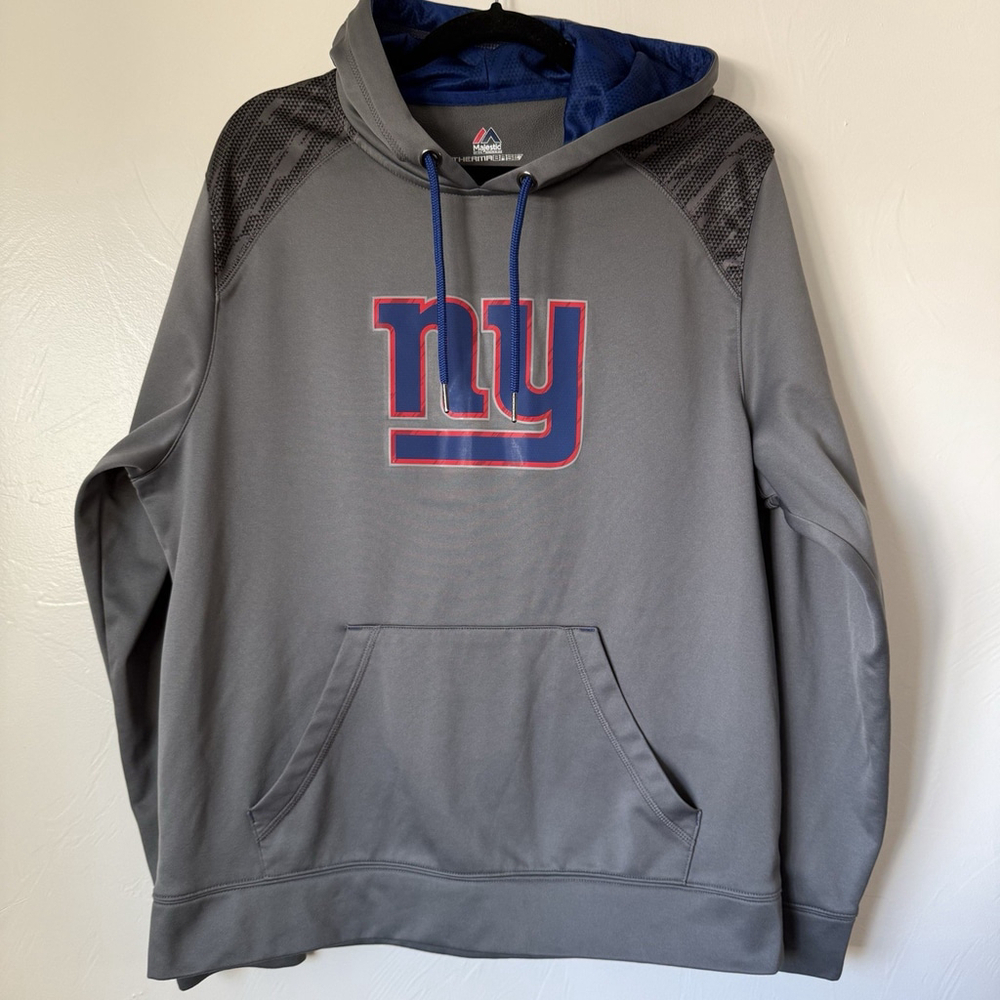 Majestic Therma Base New York Giants Hooded Sweatshirt Grey Size Large